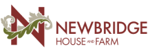 Logo of Newbridge House and Farm. A large stylized letter "N" with a green vine winding through it is on the left. The words "Newbridge House and Farm" are on the right in brown text.